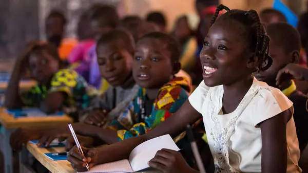 On December 3, 2019, Nabyla (name changed), 13, attends class in at a UNICEF-supported school in Kaya, Burkina Faso, where her family found refuge after being displaced.
