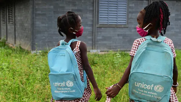 Girls on the playground of their school in Toumodi-Sakassou, in central Côte d'Ivoire.  