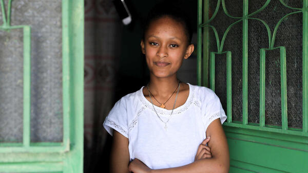In Addis Ababa, Ethiopia, Sihinemariam and her siblings are continuing their educations from home during the COVID-19 pandemic, using UNICEF-supported TV and radio lessons. 