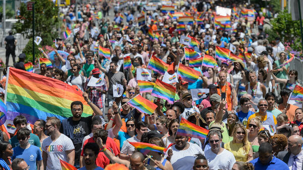 People Marching at Pride Parade