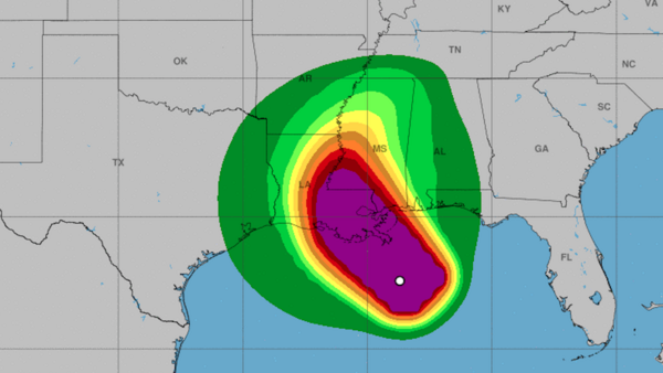 Hurricane Ida nears Lousiana coast on August 29, 2021. 