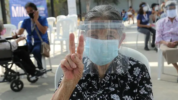 Older adults started to receive COVID-19 vaccines at a vaccination site in the district of San Martín de Porres in Lima, Peru on March 24, 2021.