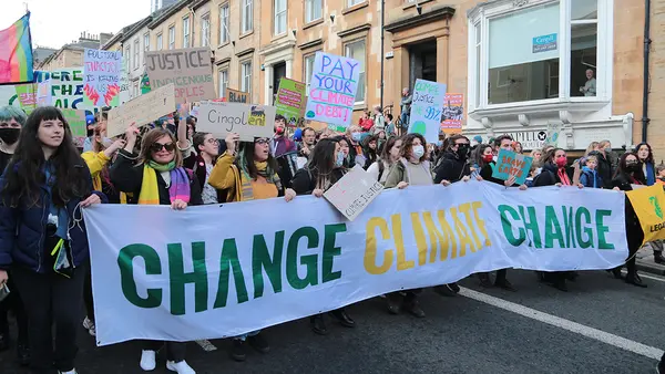 In Glasgow, Scotland, people take part in a Fridays for Future demonstration for climate action.