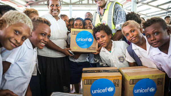 UNICEF relies on partners to fulfill its mission delivering for children in need all around the world, like these students at White River School in Honiara, in The Solomon Islands.