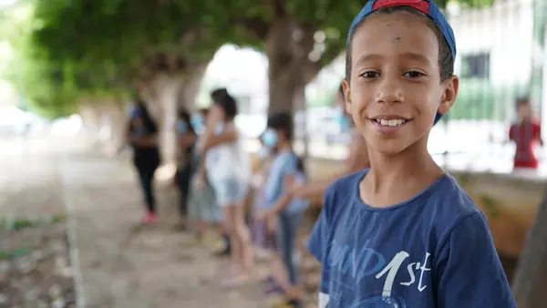 On September 1, 2020, 10-year-old Abdulkarim participates in psychosocial support activities, at UNICEF's Child-Friendly Space at the Karantina public garden in Beirut, Lebanon.