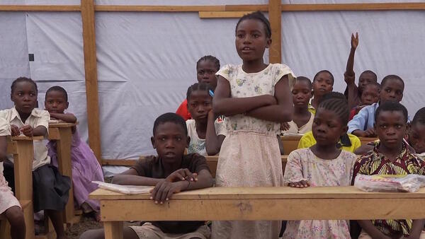 Students displaced by violence in the Democratic Republic of Congo attend school through a program delivered by UNICEF and funded by Education Cannot Wait. 