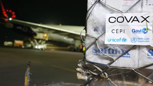 UNICEF delivered a shipment of 1.1 million COVID-19 vaccine doses to Rwanda's Kigali International Airport on January 15, 2022 containing the billionth dose delivered to 144 countries through COVAX.