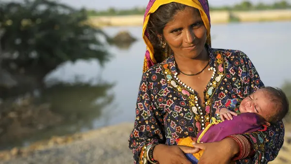Bakhtawar's fourth child was born as her family fled rising floodwaters in Jacobabad district, Sindh Province, Pakistan in late August, 2022.
