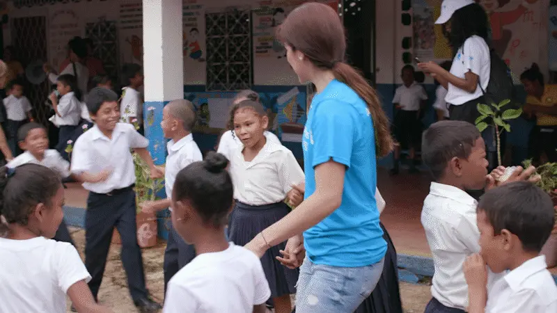 UNICEF Worker Amongst Kids