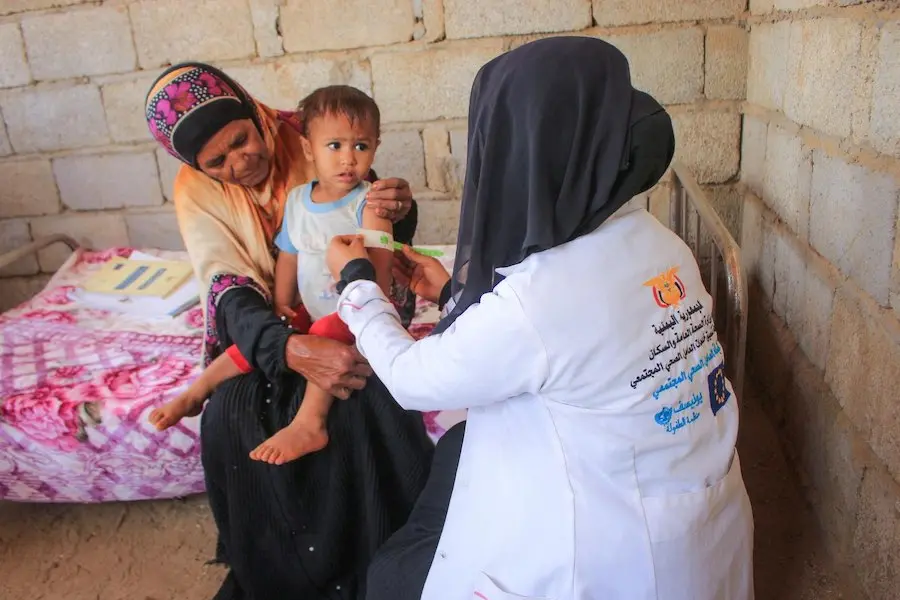 In Hajjah, a small town at the very heart of Yemen’s conflict that’s off-limits for news organizations, Ashwaq Mahmoud AbdoQabul used a UNICEF grant to build the only healthcare facility for many miles around. In Hajjah, a small town at the very heart of Yemen’s conflict that’s off-limits for news organizations, Ashwaq Mahmoud AbdoQabul used a UNICEF grant to build the only healthcare facility for many miles around.