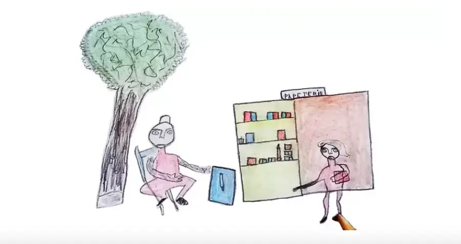 Drawing by Awa*, an internally displaced child from Mali, wants to get an education so she can pursue her dream of becoming a nurse.