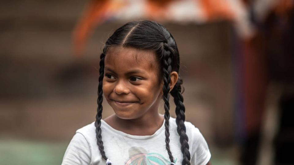 A girl from the El Muelle neighborhood of Bilwi, Puerto Cabezas, Nicaragua, where UNICEF supported emergency response and recovery efforts following back to back hurricanes in 2020.