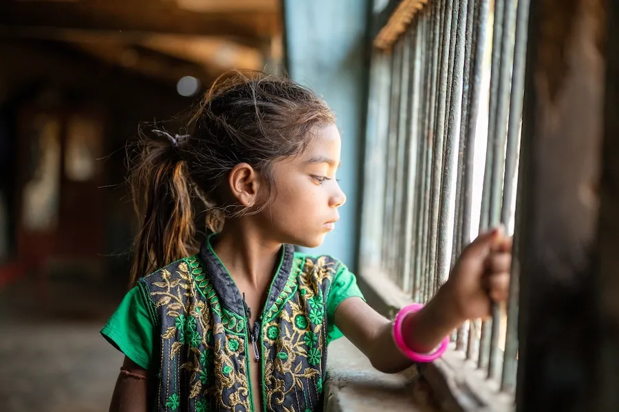 A girl from Kantivaas village, Banaskantha, Gujarat, India, who receives UNICEF support for her mental health.