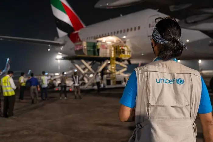 COVID-19 vaccines are unloaded at Hazrat Shahjalal International Airport in Dhaka, Bangladesh.