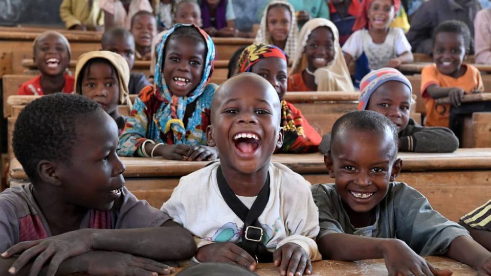 Children attending class in the Dandi elementary school, in the center west of Chad