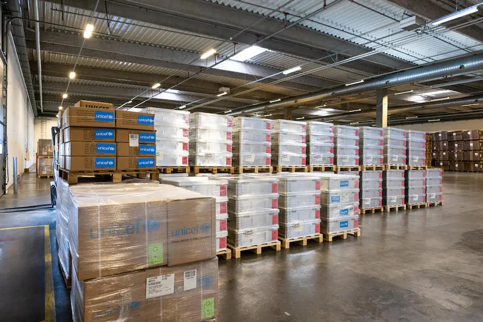 On Feb. 28, 2022, four days after the sudden escalation of the war in Ukraine, another shipment of lifesaving supplies packed in emergency kits was rushed to Lviv from the UNICEF Global Supply Hub in Copenhagen.