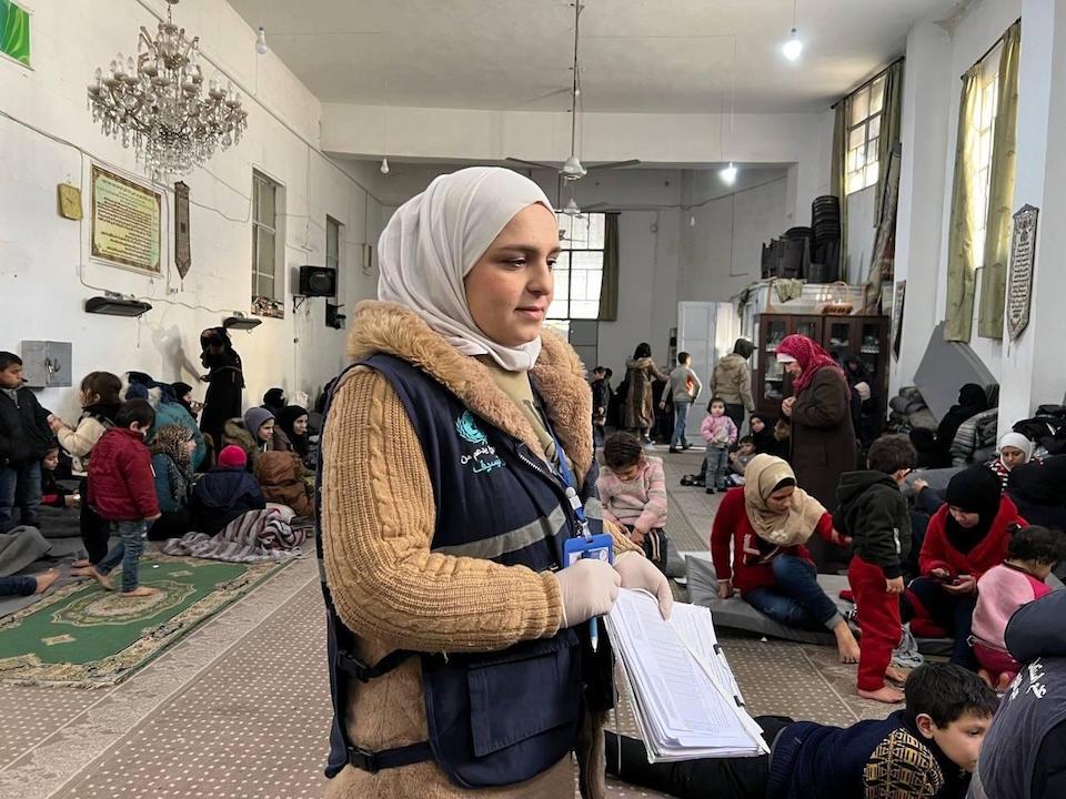 Faiza, 26, is a UNICEF-support health educator working in Aleppo, Syria, with children and families displaced by the Feb. 6 earthquakes. 