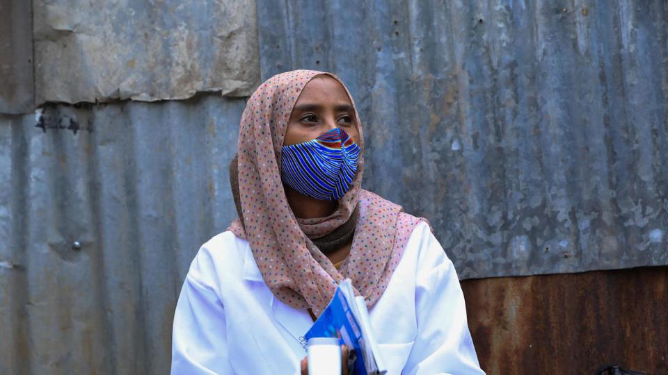 Mekedes Tesfaye, a UNICEF-supported health worker on the job in Addis Ababa, Ethiopia