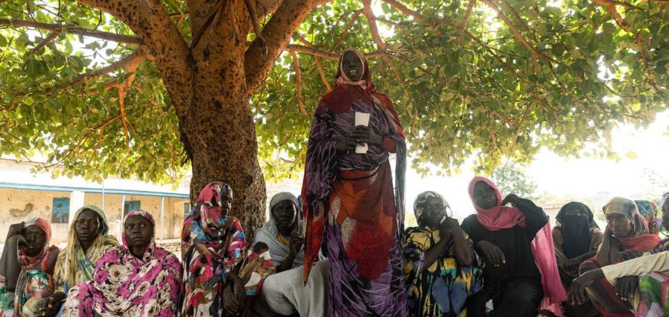 On Oct. 12, 2022, in the village of Saraf Aldi, South Kordofan State, Sudan, women attend a UNICEF-supported community awareness session about the terrible consequences of female genital mutilation. 
