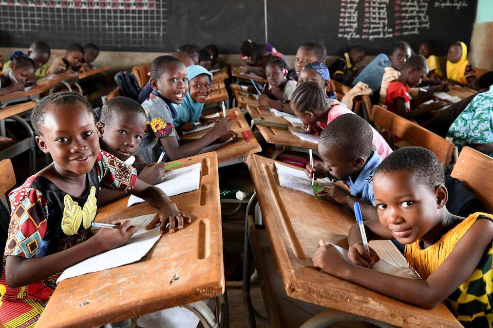 Children attend class in Kaya, in the north central region of Burkina Faso. 