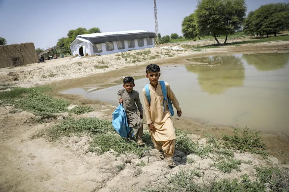 Daniyal, 8, and his younger brother Hakim lost everything when floodwaters swept through their village in Balochistan Province, Pakistan.