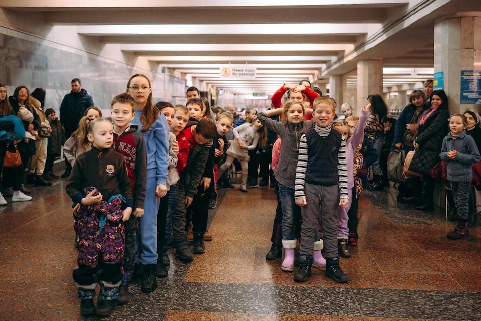 Hundreds of displaced and local children celebrate the new year at the Spilno Child Spot in Kharkiv, Ukraine, run by UNICEF and partners.