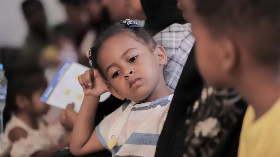 A child refugee from Sudan in Egypt, one of thousands of Sudanese children who fled conflict to neighboring countries in April 2023.