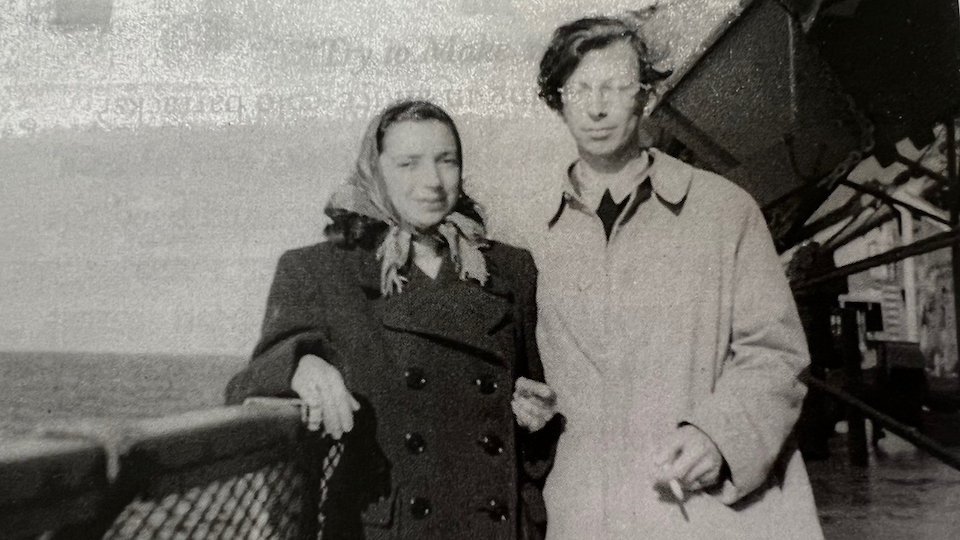 Margot Friedlaender and her husband, Adolf, aboard the ship to New York, July 1946.