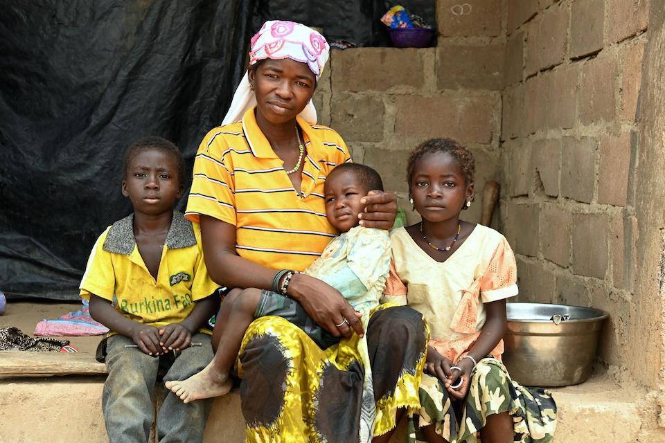 A mother with her three children, all refugees from Burkina Faso, feel safe in Côte d'Ivoire but surviving is still a struggle. 