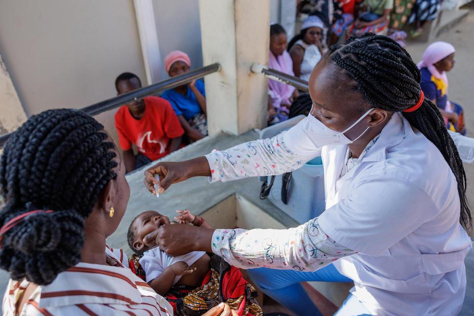 At the Health Centre in Quelimane, Zambezia, Mozambique, Elka Calisto and her fellow health technicians administer the cholera vaccine supplied by UNICEF and its partners after an outbreak following Cyclone Freddy.