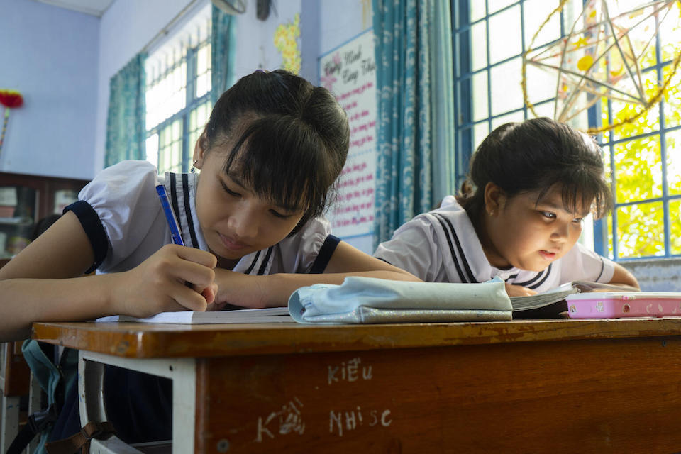 Primary School classmates in Phan Rang Thap Cham City, Ninh Thuan, Vietnam.