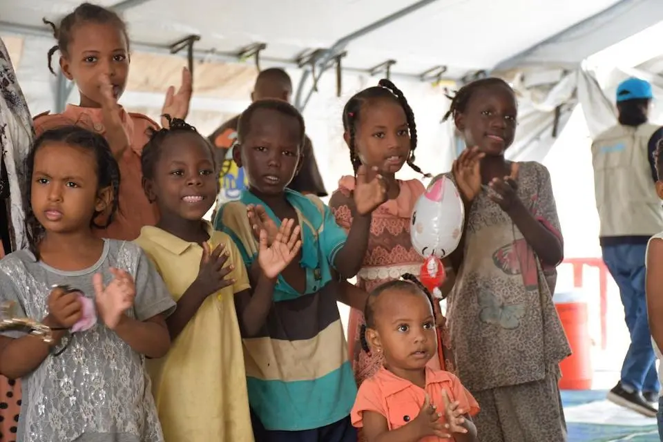 At UNICEF-supported Child-Friendly Spaces, kids impacted by the Sudan conflict can learn, play, sing and receive psychosocial support.