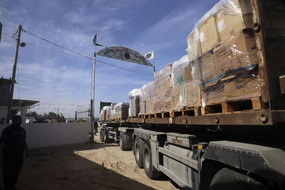 UNICEF, WHO, UNFPA and Red Crescent aid convoys began entering the Gaza Strip from Egypt through the Rafah border crossing on Oct. 21, 2023..