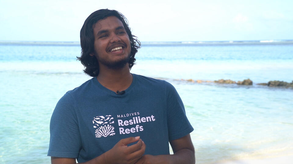 Naufal, 19, is establishing a community conservation area off the coast of Hithadhoo island, in Laamu Atoll, Maldives.