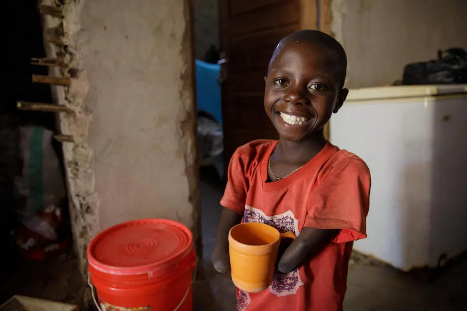 Dalton, 9, of Mozambique, forcibly displaced by conflict, lacks documentation required to attend school. UNICEF is working to change inclusion policies in the country so that kids like Dalton can get an education..