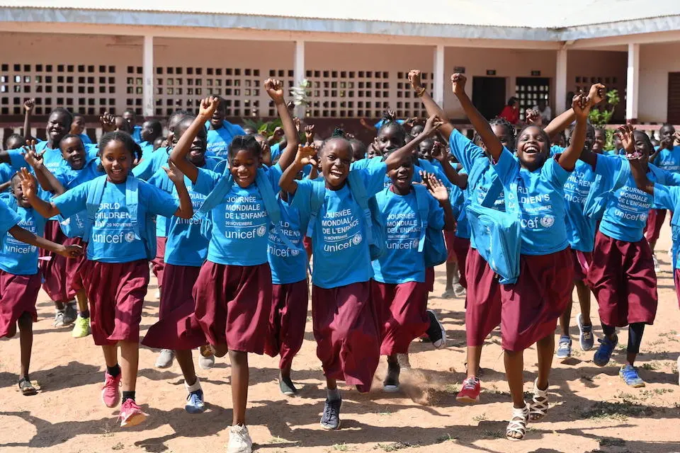 Children celebrate World Children's Day at at EPI Ecole les Champions in Garoua, in the extreme north of Cameroon.