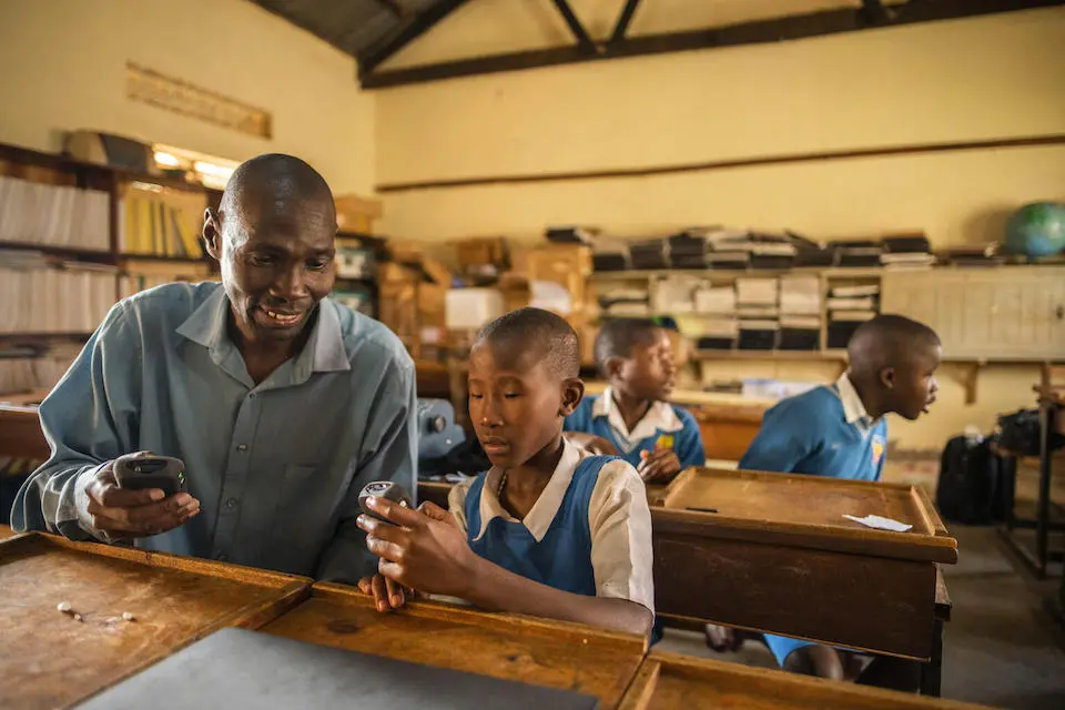 Patricia, 10, continues learning with support from UNICEF despite being visually impaired.