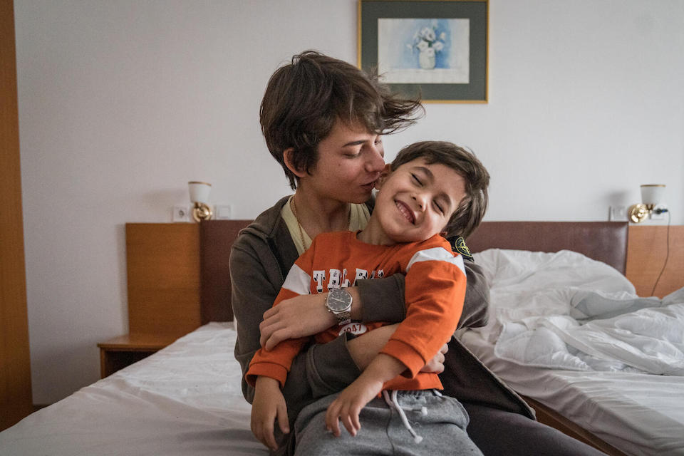Timor, 15, his little brother and their mother left Odessa, Ukraine, to come in Romania via the Isaccea border crossing. 