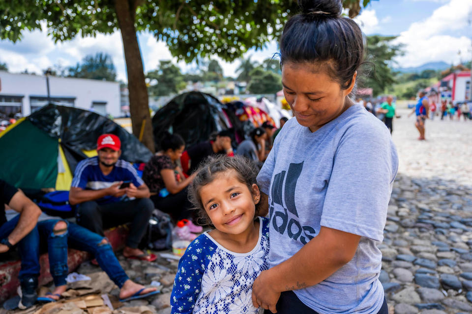 On Sept. 18, 2023 Elizabeth Cabrera, 28, and her daughter reached \a tent camp in the city of Esquipulas, Guatemala after a long and tiring migratory journey.