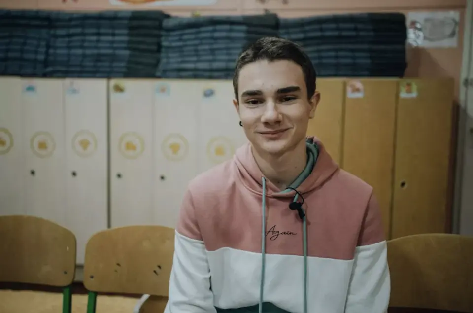 Daniel, 15, is a student at a UNICEF-supported school in the village of Puzhaykove, Ukraine.