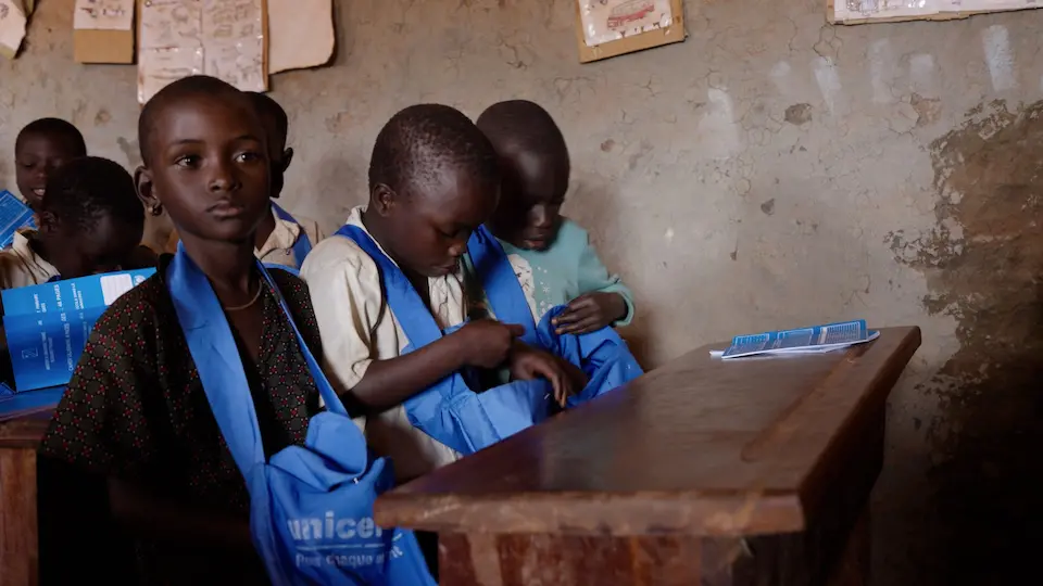 Hundreds of girls now attend UNICEF-supported EP Ngbago school in Rhoe, Ituri Province, eastern Democratic Republic of the Congo.