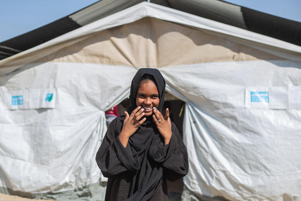 14-year-old Shaimaa is benefiting from a range of UNICEF-provided services at the Makanna safe space set up at a gathering point for families displaced by Sudan's war in Kosti, White Nile state.