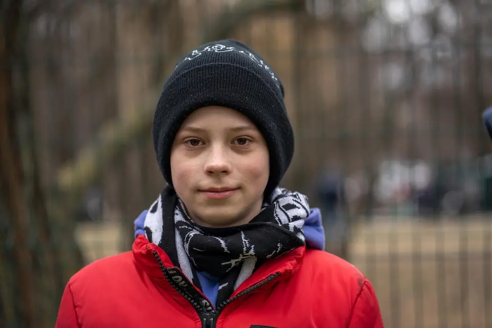 Danylo, 14, and his cousin Maria, 10, spent more than five hours in an apartment on the 13th floor engulfed in smoke and flames in Kyiv.