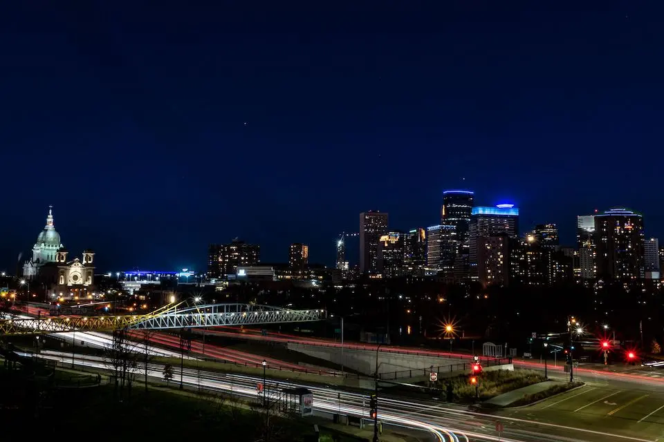 Minneapolis buildings turned blue to celebrate World Children's Day 2021.