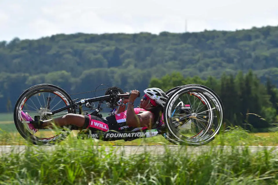 Minda Dentler on her handcycle