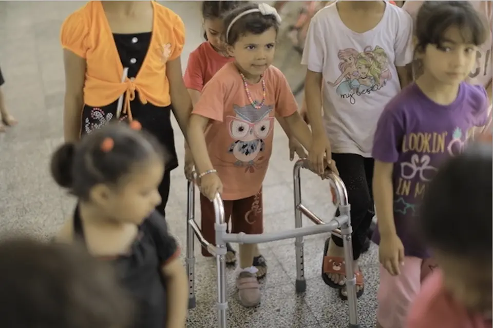 Sila, 4, lost her right leg after her house was bombed in Gaza city. She also lost her mother, father and her three sisters.
