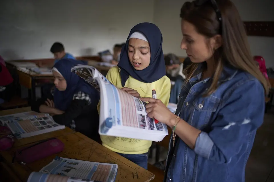 A Syrian refugee in Turkey, learned at a local school for Syrian children in grade 4.