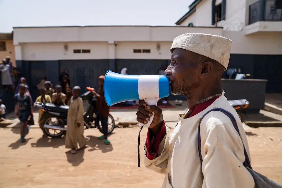 Musicians and local advocates engage the community at a human papillomavirus (HPV) mobile clinic in Katsina, Nigeria on May 31, 2024.