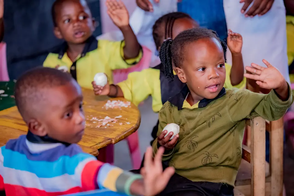 Toddlers at an ECD center in Rwanda
