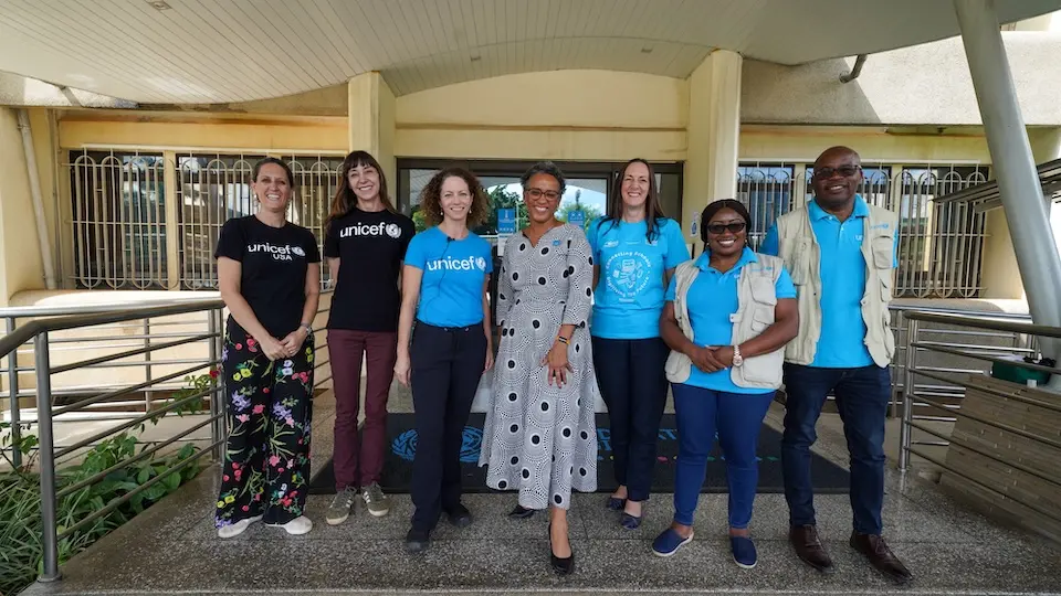 Representatives from UNICEF USA together with members of UNICEF Zambia staff during a 2025 program visit.